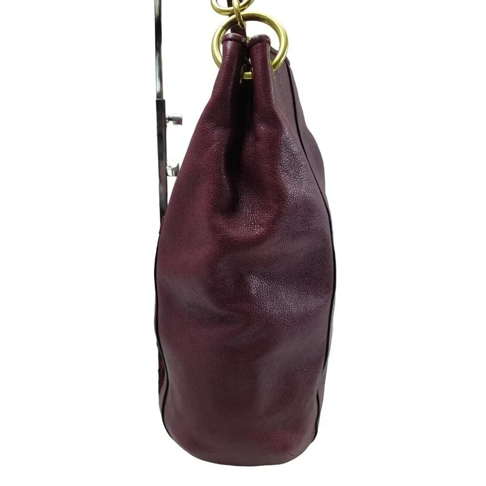 Coach Park Haircalf Leather Turn lock Pocket Large Hobo F24662 Oxblood Burgundy